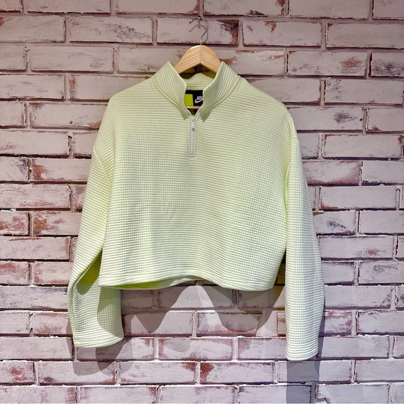 Nike Tops - Nike Sportswear crop 1/4 zip vapor green waffle pullover